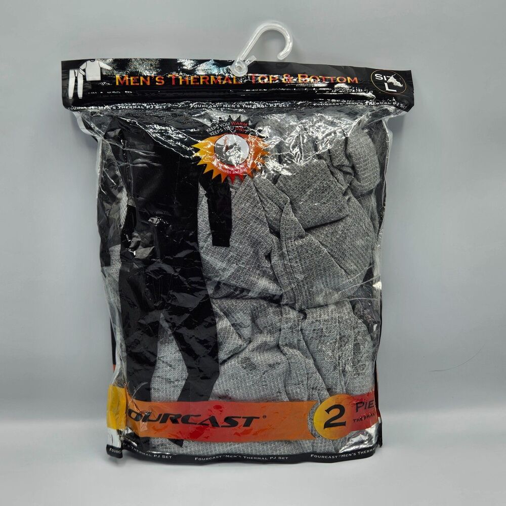 Fourcast‎ Men’s Thermal Underwear Set Gray Size Large 2-Piece Top & Bottom New